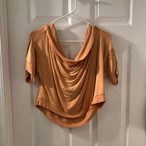 Elegant Draped Neckline Blouse in Tan